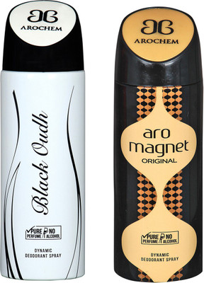 

AROCHEM BLACK OUDH & ARO MEGNET DYNAMIC DEODORANT BODY SPRAY BODY DEO SPRAY Body Spray - For Men & Women(400 ml, Pack of 2)