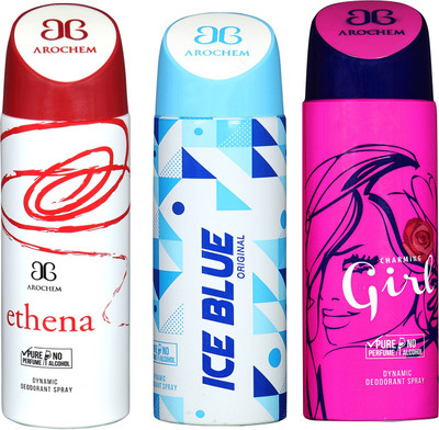 

Arochem ETHENA & GIRL & ICE BLUE COMBO DEO DYNAMIC DEODORANT BODY SPRAY - FOR MEN & WOMEN Body Spray - For Men & Women(600 ml, Pack of 3)