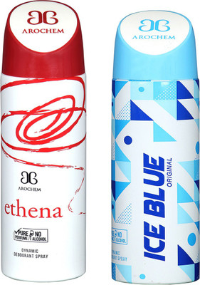 

AROCHEM ETHENA & ICE BLUE DYNAMIC DEODORANT BODY SPRAY BODY DEO SPRAY Body Spray - For Men & Women(400 ml, Pack of 2)