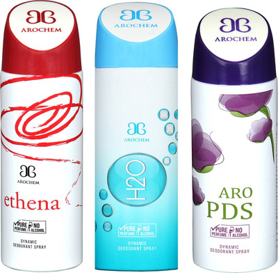 

Arochem ETHENA & ARO PDS & H2O COMBO DEO DYNAMIC DEODORANT BODY SPRAY - FOR MEN & WOMEN Body Spray - For Men & Women(600 ml, Pack of 3)