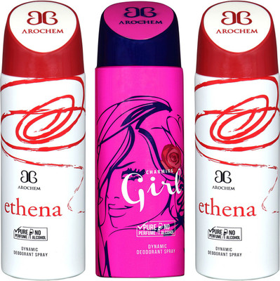 

arochem ETHENA-2 & GIRL DEO COMBO DYNAMIC DEODORANT SPRAY Body Spray Body Spray - For Men & Women(600 ml, Pack of 3)