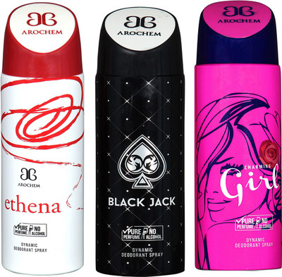 

AROCHEM ETHENA & GIRL & BLACK JACK DYNAMIC DEODORANT BODY SPRAY BODY DEO SPRAY Body Spray - For Men & Women(600 ml, Pack of 3)