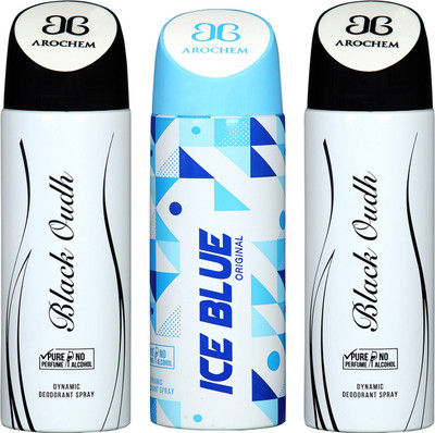 

Arochem BLACK OUDH -2 & ICE BLUE COMBO DEO DYNAMIC DEODORANT BODY SPRAY - FOR MEN & WOMEN Body Spray - For Men & Women(600 ml, Pack of 3)