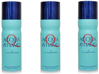 

HAMD ACQUA Pack of 3 Deodorant Spray - For Men & Women(600 ml, Pack of 3)