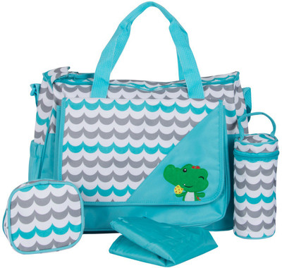 

Bazaar Pirates Insulated bottle carrier, Changing pad, Separate pouch with Messenger Diaper Bag(Blue, White)