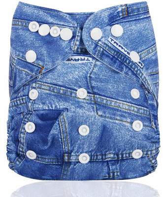 

Baby Shopiieee Baby Cloth Diapers for Boys & Girls Adjustable Pocket Nappy, 1 pcs Diapers+ 1 pcs Microfiber Inserts - Denim Blue - L