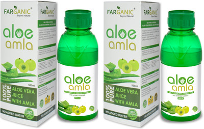 

FARGANIC BUY 1 GET 1 Pure Amla + Aloe Vera Drinking Juice , Thick & Fresh - 1000Ml (No Added Water)(2 x 500 ml)