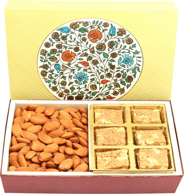

Ghasitaram Gifts Healthy Hampers-2 Part Eco Almonds and Garula Bites Box Combo(3)