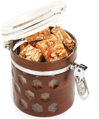 

Ghasitaram Gifts Premium Air Tight Wooden Acrylic Roasted Almond Bites Container Combo(2)