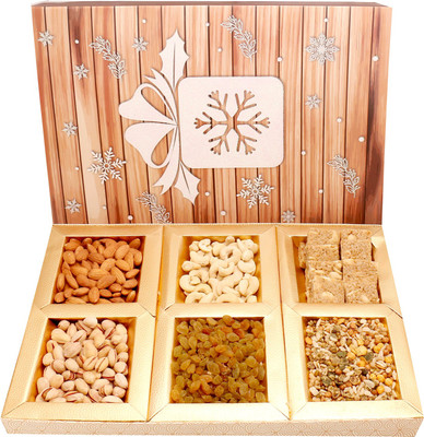 

Ghasitaram Gifts Healthy Hampers-Hands of joy Hamper box with Almonds, Cashews, Pistachios, Raisins, Roasted Namkeen and Granula Bites 600 gms Combo(7)