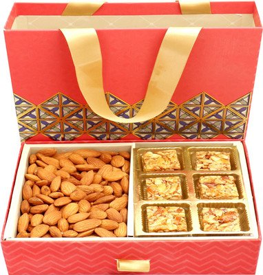 

Ghasitaram Gifts 2 Part Almonds and Roasted Almond Bites Bag Box Combo(3)