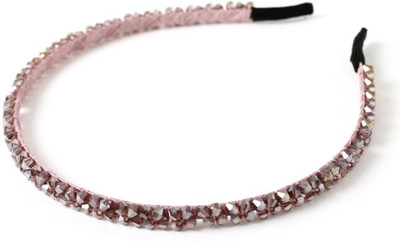 Little Hip Boutique Shimmery Crystal Hair Band - Pink Hair Band(Pink)