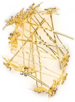 niwner Gold Plated Flowery Juda U Fashioner Hair Pin, Hair Accessory Set, pack of 12 pcs. Hair Pin(Gold)