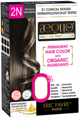 

Aequo Organic Women 2N Blackish Brown Hair Colour-170ml- Derma Certified Hair Color(Blackish Brown)