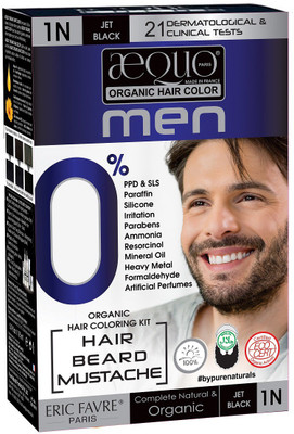 

Aequo Organic Men 1N Jet Black Hair Colour-170ml- Derma Certified Hair Color(Jet Black)
