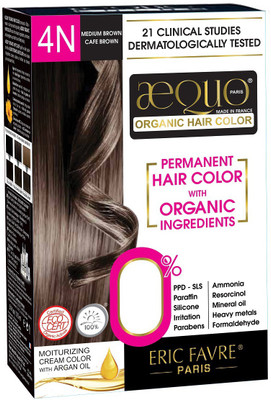 

Aequo Organic Women 4N Medium Brown Hair Colour-170ml- Derma Certified Hair Color(Medium Brown)