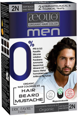 

Aequo Organic Men 2N Blackish Brown Hair Colour-170ml- Derma Certified Hair Color(Blackish Brown)