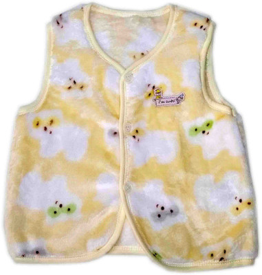 

Squnibee Sleeveless Printed Baby Boys & Baby Girls Jacket, Lemon yellow