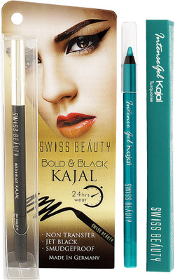 

Swiss Beauty Gel Kajal Pencil- Black & Turquoise(Black, Turquoise)