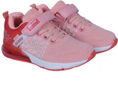 

FEETWELL Girls Velcro Running Shoes(Pink