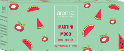 

Aroma Treasures Martini Mood Mani-Pedi kit - 87g - with watermelon and litchi (contains cuticle cream, bath fizz, wash, scrub, body butter and masque)(87 g, Set of 1)