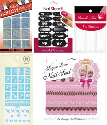 

Style Craze Nail Art Stickers, 3D Sticker, Nail Stencil, Nail Tip Guides (Pack Of 5)(Multicolor)