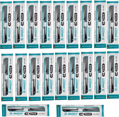 HAUSER GERMANY ACTIVE BLACK GEL PEN 20 Pcs Ball Pen(Pack of 20, Ink Color - Blue)