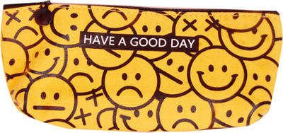 CraftyBug SMILEY CRAFTYBUG BRAND PREMIUM QUALITY PENCIL CASE SMILEY Art Canvas Pencil Box(Set of 1, Yellow)
