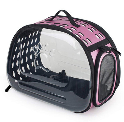 

Urbancart Transparent foldable / portable pet carrier with breathable holes ( PInk ) Airline Pet Carrier(Suitable For Cat, Dog)