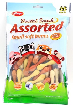 

Foodie Puppies Assorted Small Soft Bones Dental Snacks, 35 Pieces Chicken, Cheese, Salmon, Milk Dog Chew(210 g, Pack of 1)