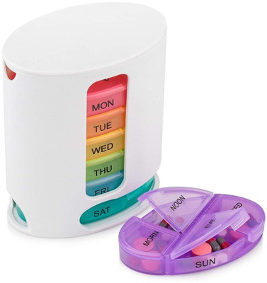 

VP STORES Daily Pill Box Organizer Weekly 7 Day Am Pm Medicine Daily Dose Reminder 4 Pill Box(White)