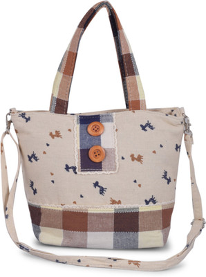 

Shoppertize Women Casual Beige Cotton Sling Bag