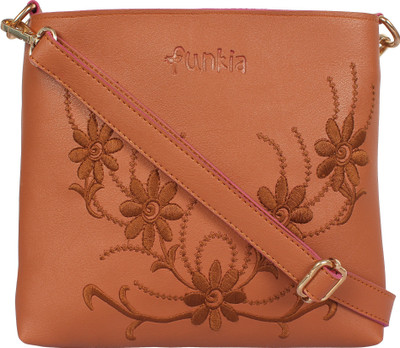 

Funkia Women Casual Tan Leatherette Sling Bag