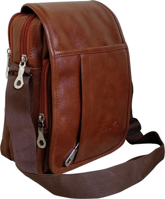 

SM Men Casual Tan Leatherette Sling Bag