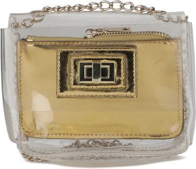 

Steve Madden Women Casual White, Gold PU Sling Bag, Gold;white