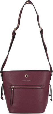 

Chemistry Women Casual Maroon Leatherette Sling Bag