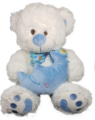 

Twiddle Teddy Bear Soft and Cuddly Holding Moon Gift For Kids - Premium Quality - 30 cm(White)