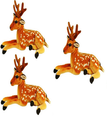 MEGAEMART DEER ANIMAL SOFT TOY PACK OF 3 - 49 cm(Multicolor)
