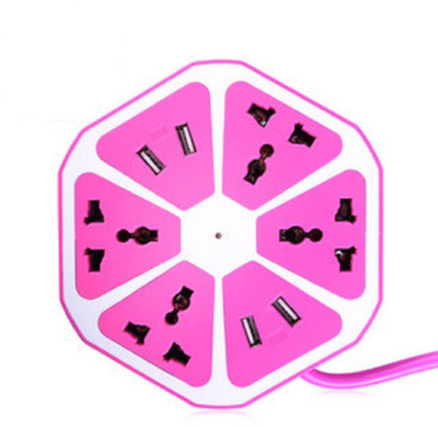 ASR Fruit shape 2 USB & 4 Sockets extension hexagon power socket 8 A Three Pin Socket 1  Socket Extension Boards(Purple, 10 m, With USB Port)