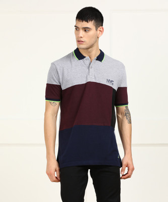 Metronaut Solid Men Polo Neck Multicolor T-Shirt at flipkart