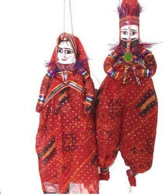

Jaipuri Craft Handcrafted Colorful Wooden Face String Puppet Kathputli in Pair(Male & Female) Wigglers(Pack of 2)