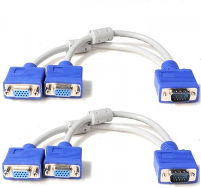 

Maxtree TV-out Cable VGA Y SPLITTER CABLE 1 MALE VGA TO 2 FEMALE VGA SPLITTER CABLE PACK OF 2(White Blue, For Computer)