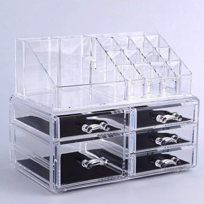 

SMARTGURU Acrylic Cosmetic Makeup & Jewellery Organizer Display Case with 5 Drawers (Clear Transparent Acrylic box, Model-MD-5) Vanity Box(White)