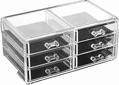 

SMARTGURU Acrylic Cosmetic Makeup & Jewellery Organizer Display Case With 6 Drawers (Clear Transparent Acrylic Cosmetic box, Model-MD-BASE) Vanity Box(White)