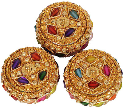 

Jaipuri Craft Decorative Handicraft Golden Jewelry Box Vanity Box(Golden)