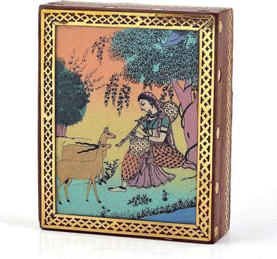 

Jaipuri Craft Wooden Decorative Gemstone Painting Jewellery Box Vanity Box(Multicolor)