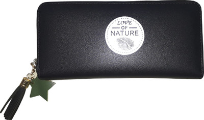 

Love Nature Women Black Artificial Leather Wallet(8 Card Slots)