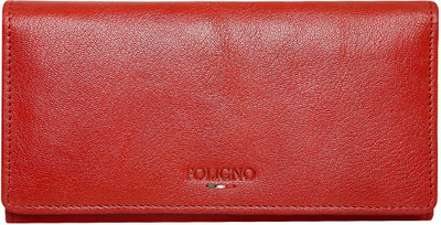 FOLIGNO Women Red Genuine Leather Wallet(10 Card Slots)
