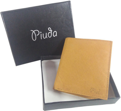 

piuda Men Khaki, Brown Genuine Leather Wallet(6 Card Slots), Light brown;khaki