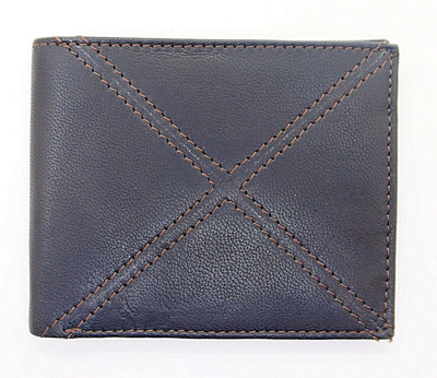 

flex boom Men Blue Genuine Leather Wallet(6 Card Slots)